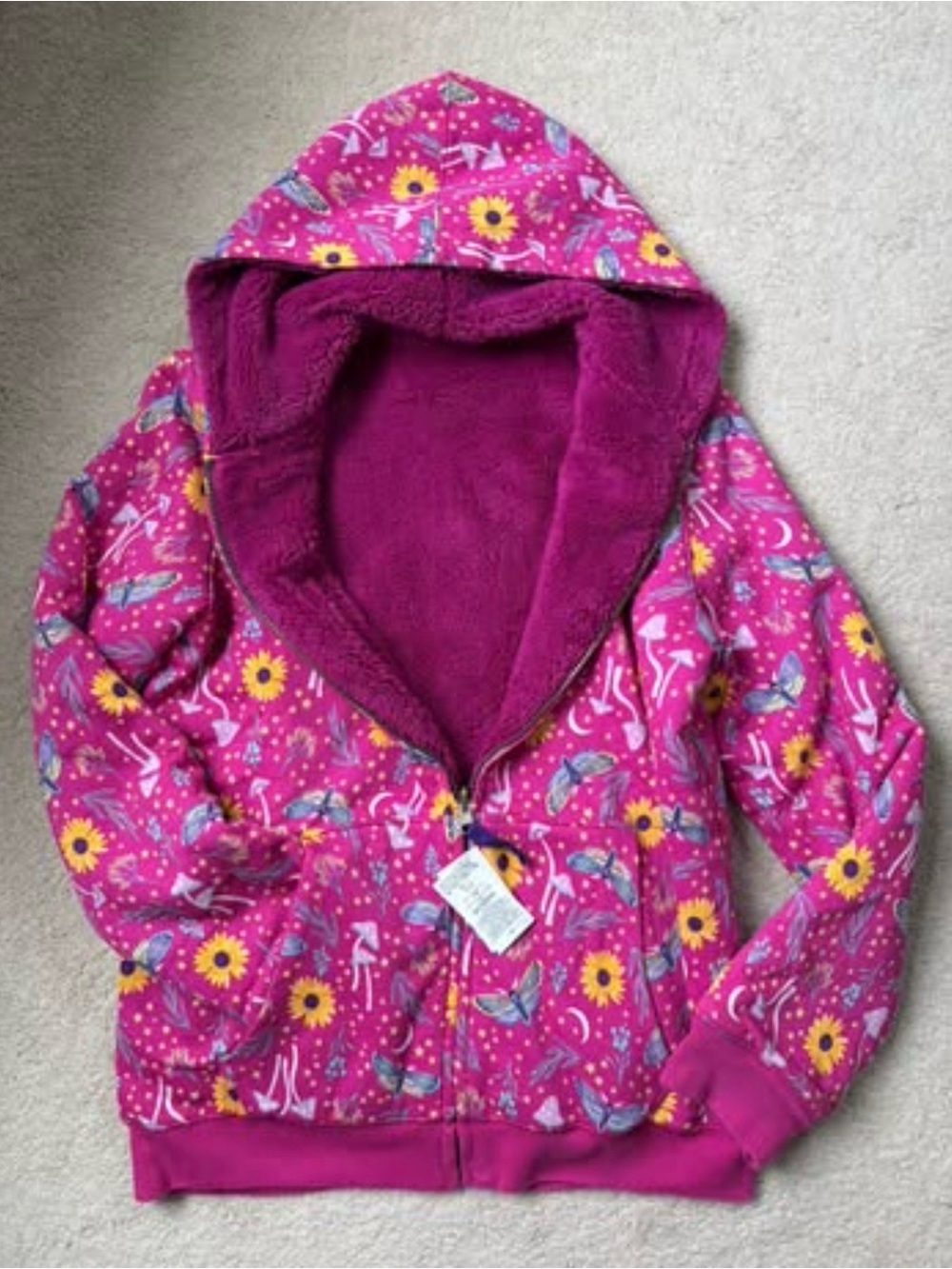 Lands’ End Kids Reversible Sherpa Fleece Full-zip Hoodie XL 14-16